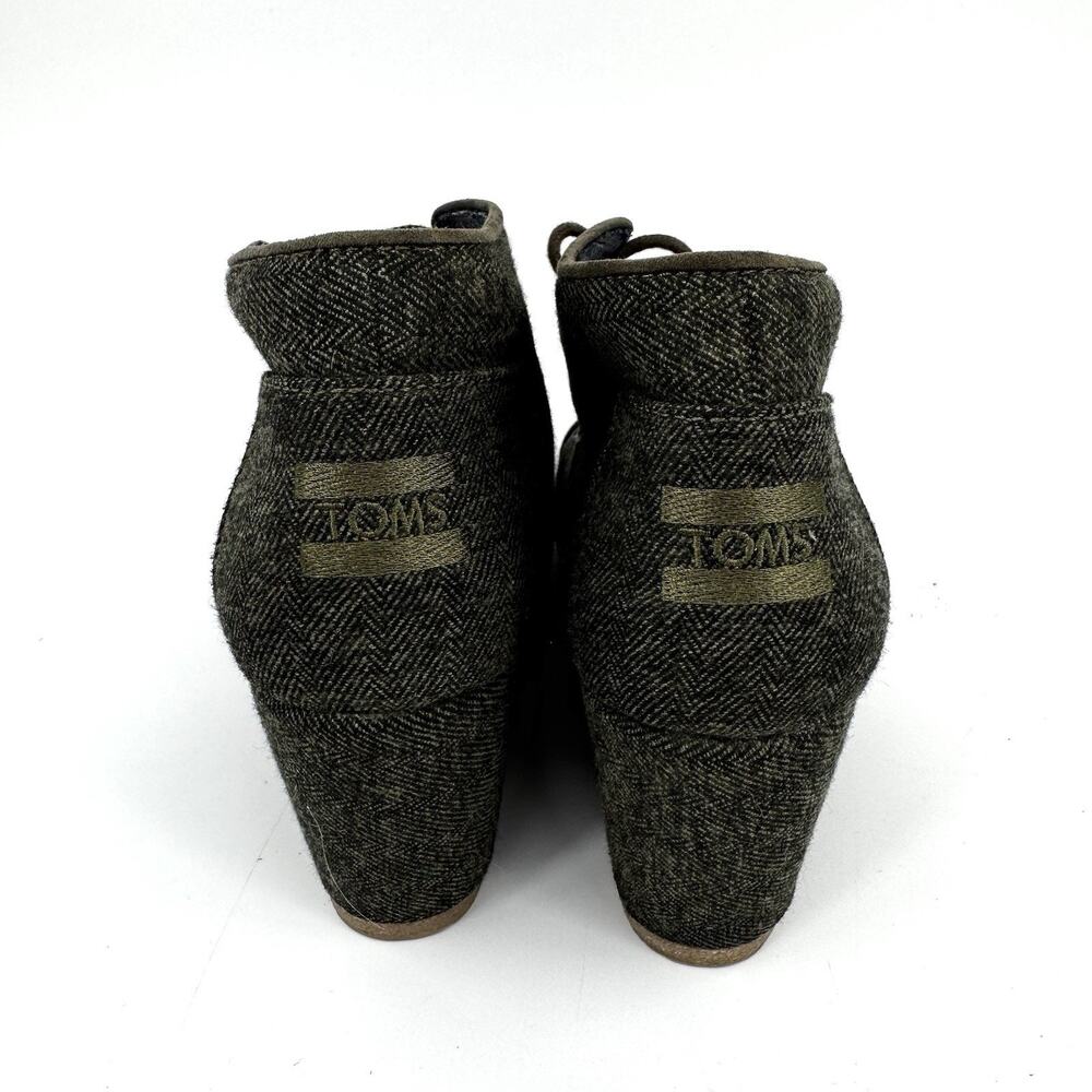 TOMS Herringbone Grey Tweed Ankle Wedge Booties Womens Size 8 - Picture 4 of 9